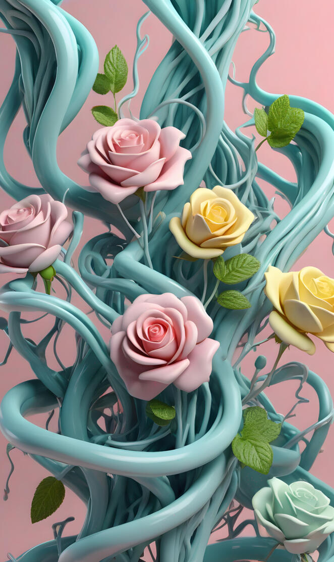 pale opaque roses n vines collection v13
