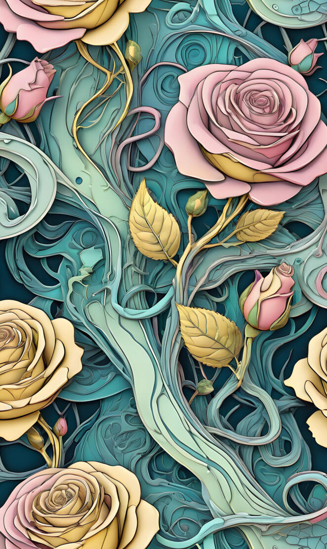 pale opaque roses n vines collection v8