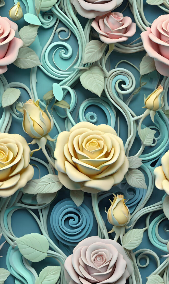 pale opaque roses n vines collection v11