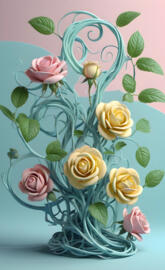 pale opaque roses n vines collection v14