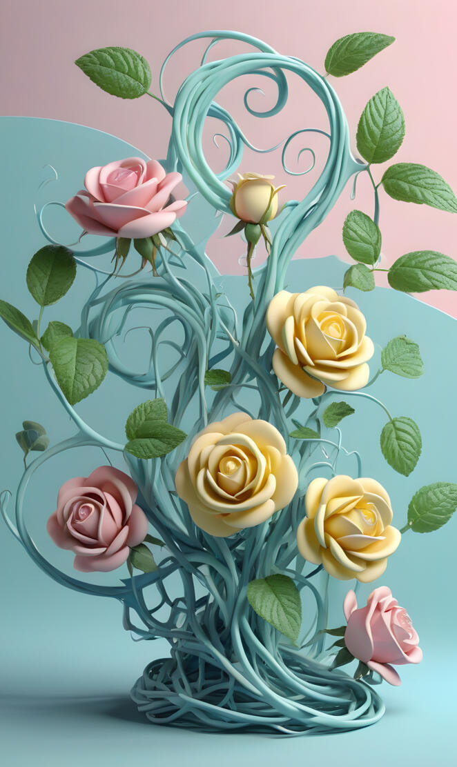 pale opaque roses n vines collection v14