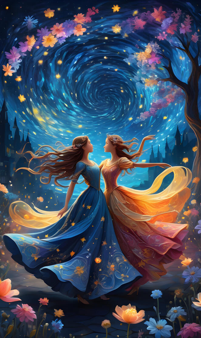 Dancing together in the night