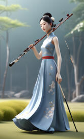 a person in a dress holding