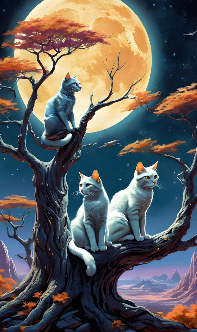 Three whiteccats sitting