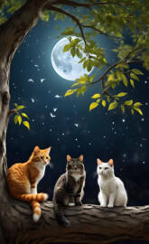 Three cats sitting in a tree