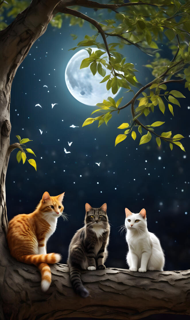 Three cats sitting in a tree