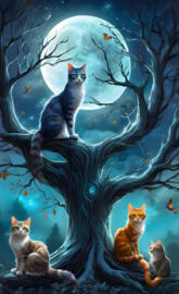 Oh, no! Tree cats sitting together!