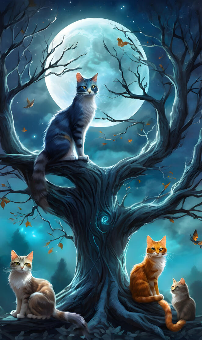 Oh, no! Tree cats sitting together!