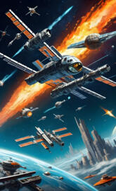 a group of airplanes flying over a city