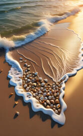 seashells on a beach during sunset