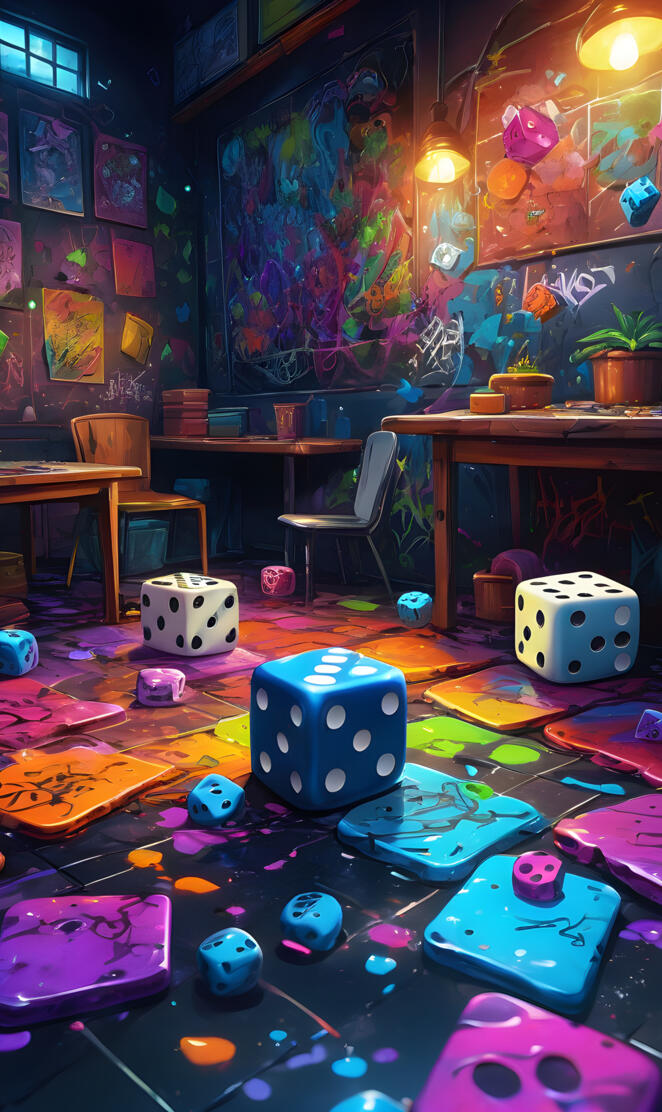 a room with a table and chairs with a group of toys on it