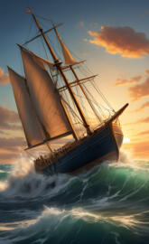 a large sailboat in the ocean