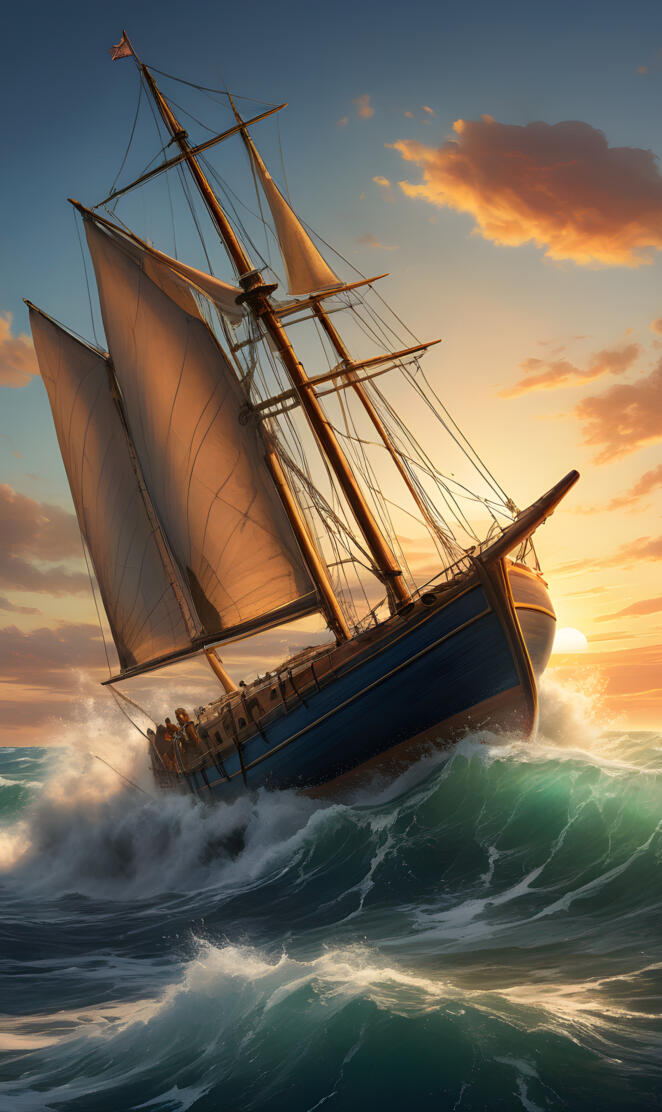 a large sailboat in the ocean