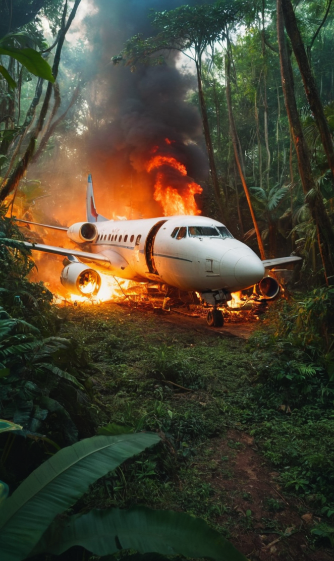 A plane crashed in the jungle