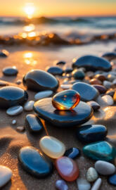 a close up of a stones on a beach