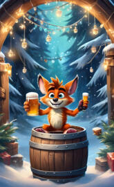 a toy animal in a barrel