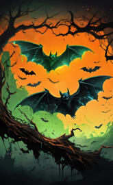 Halloween Bats cracked-screen