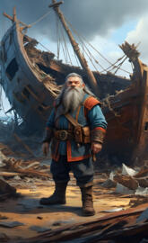 preparing to mend the parties skiff, after we crashed it