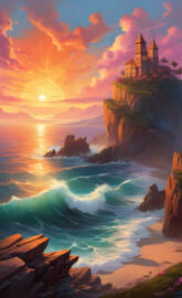 Sun dipping below the horizon