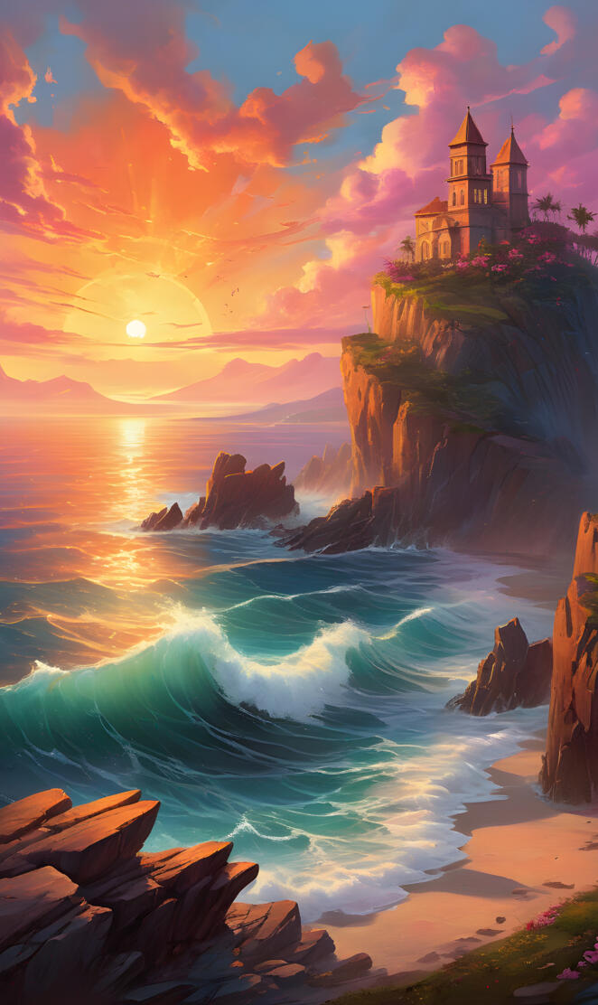 Sun dipping below the horizon