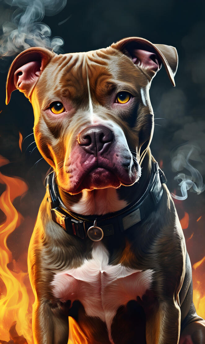 pitbull at attention