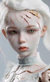 Creepy cracked porcelain doll