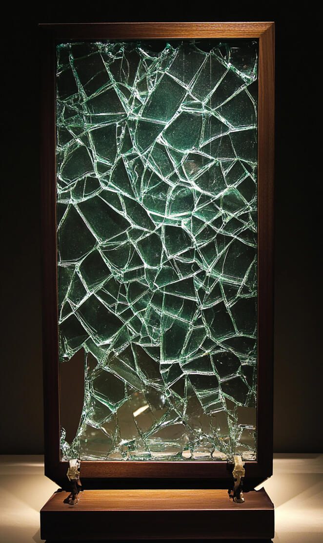Shattered Elegance Cracked Glass Display