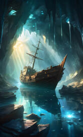 Ship Wreck In A Crystal Cave