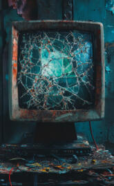 Cracked Screen Aesthetic - Broken Monitor Wallpaper