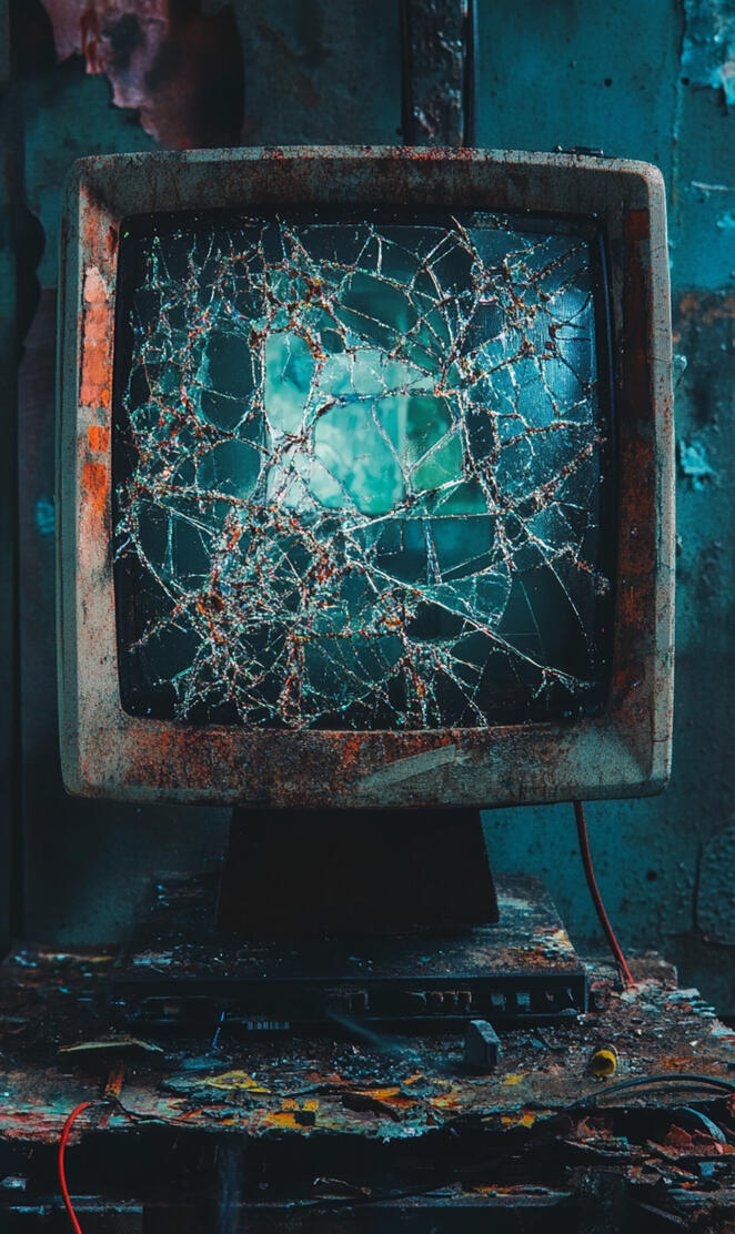 Cracked Screen Aesthetic - Broken Monitor Wallpaper