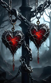 heartswith red and black lights