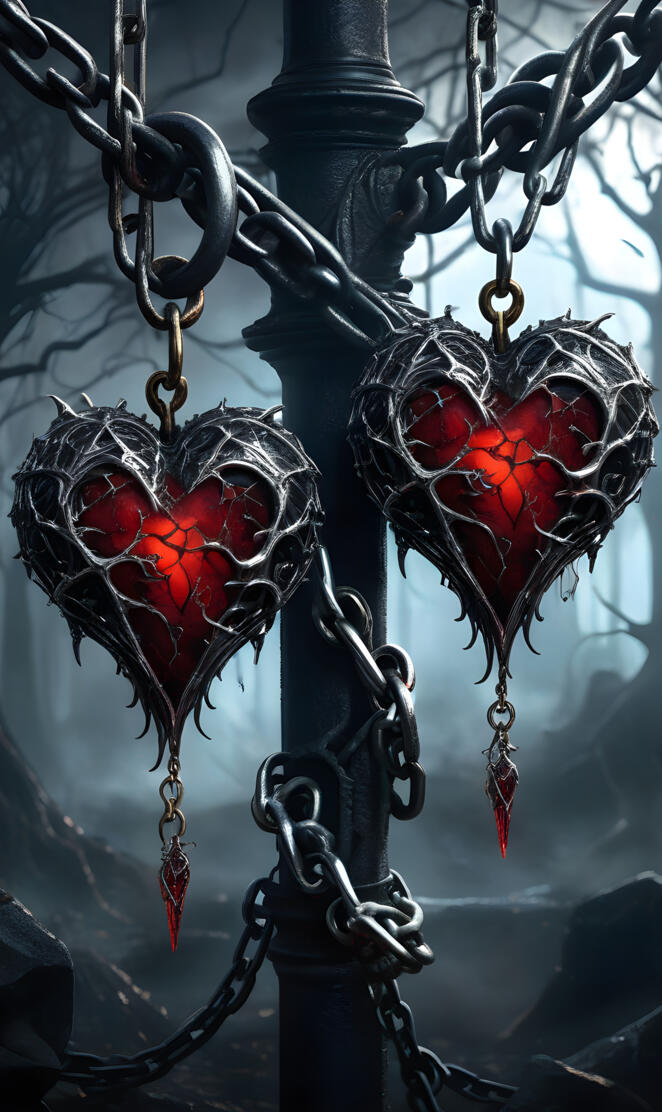 heartswith red and black lights