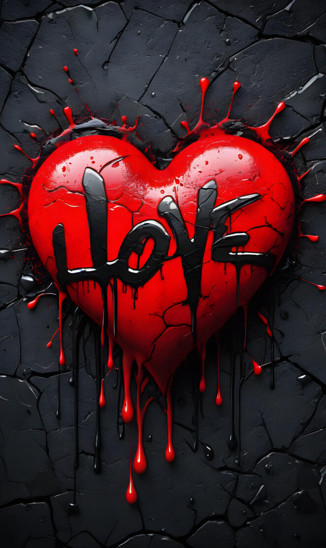 love, red spooky heart