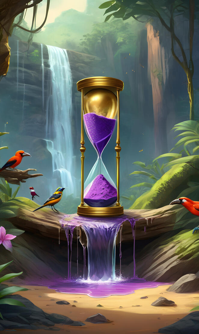 Hourglass with purple sand