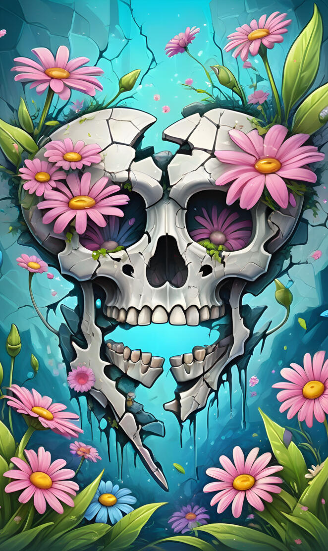 Interesting pelvic skull with flowers