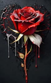 rose against broken wall