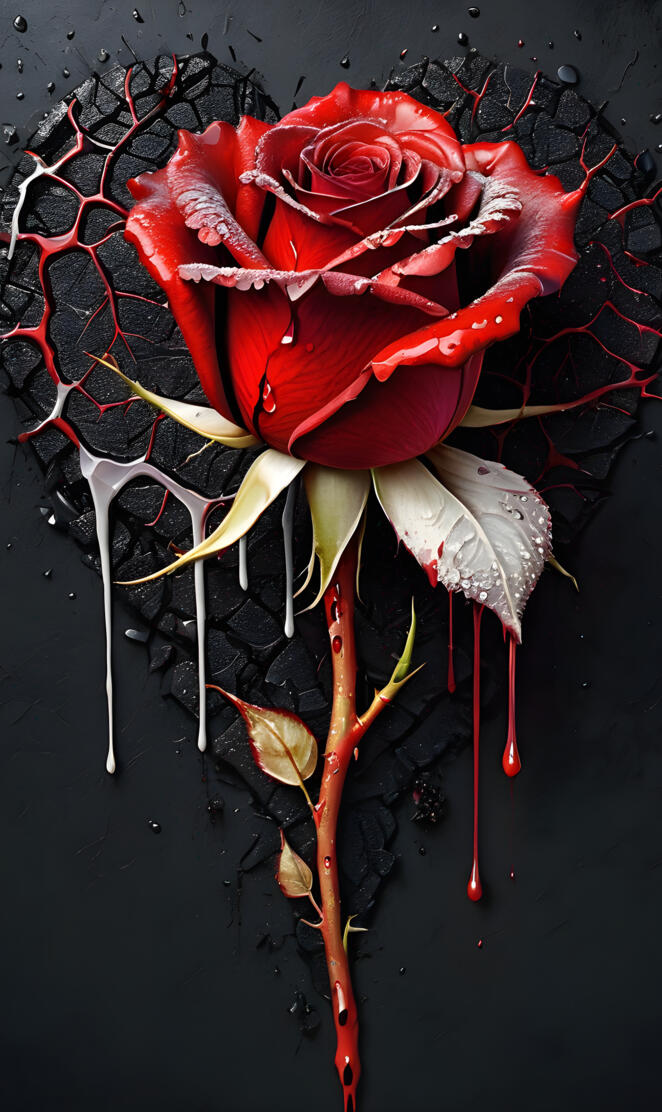 rose against broken wall