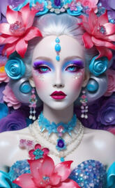 Elettra Gausman with flowers on her head