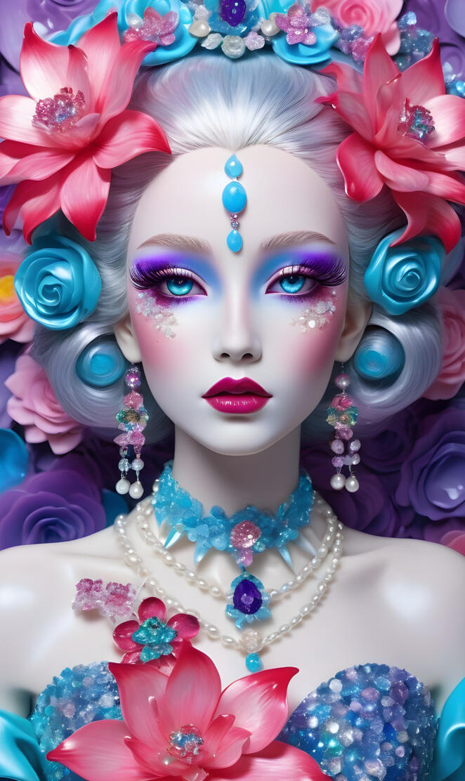 Elettra Gausman with flowers on her head