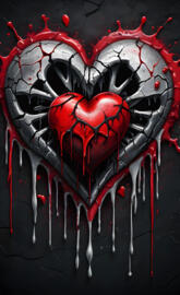 broken heart in red and black