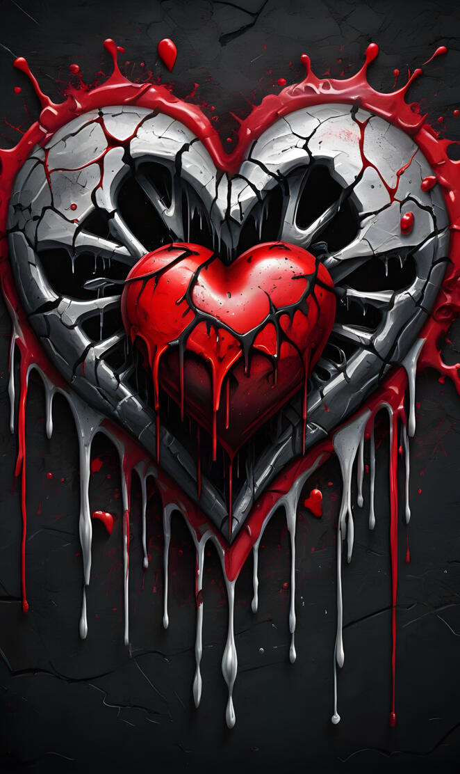 broken heart in red and black