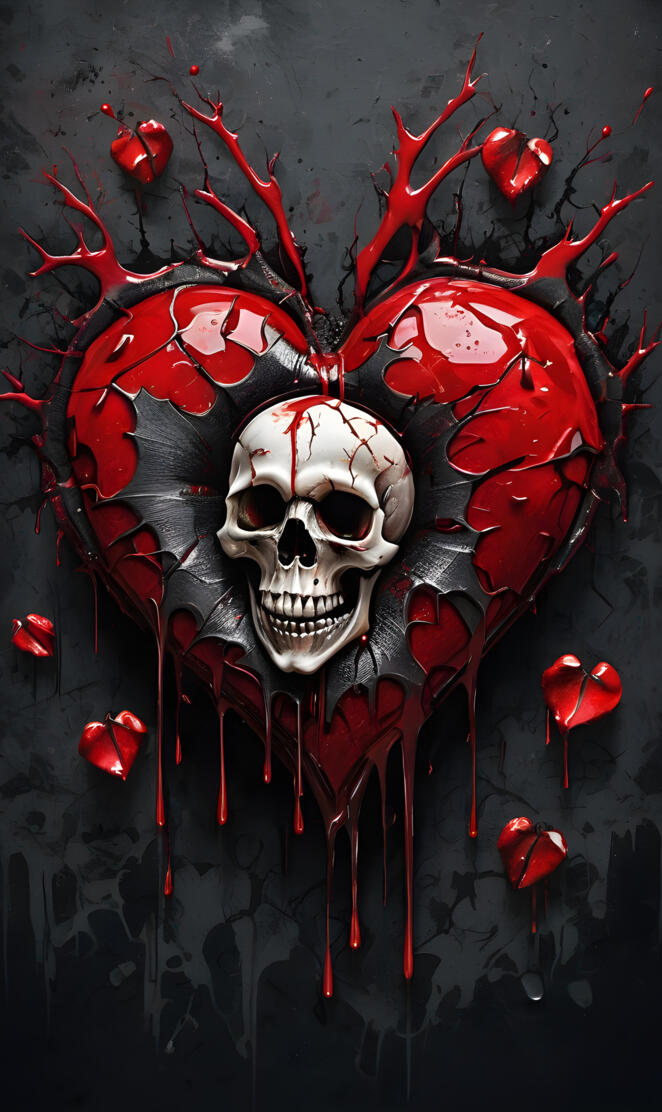 skull breaking heart open