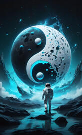 a Spaceman looking upon in fascination