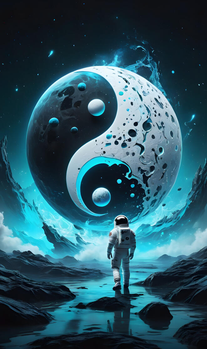 a Spaceman looking upon in fascination