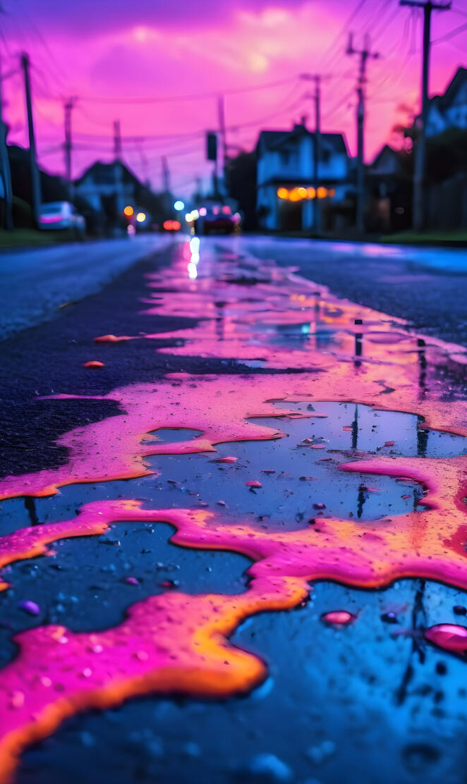 a street with a red painted curb