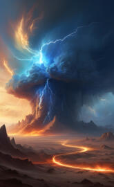 a volcano erupting at night