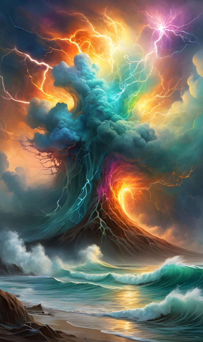 a large storm cloud over a beach