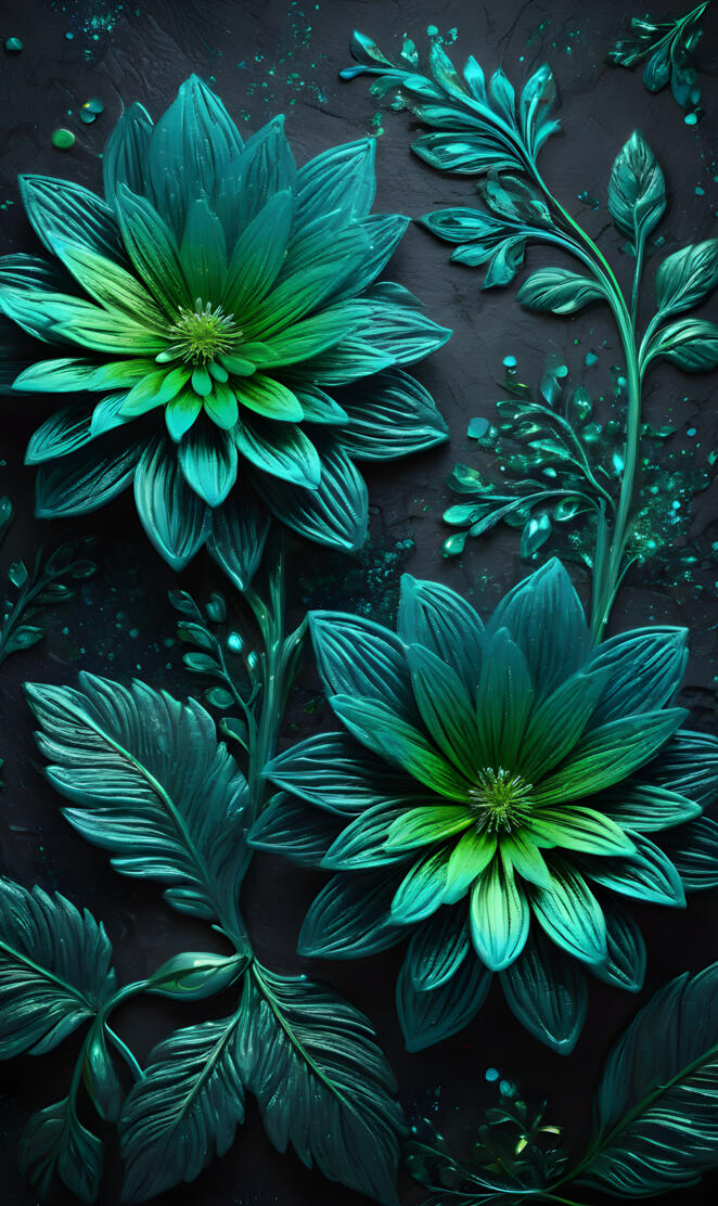 Lime & Teal Blooms