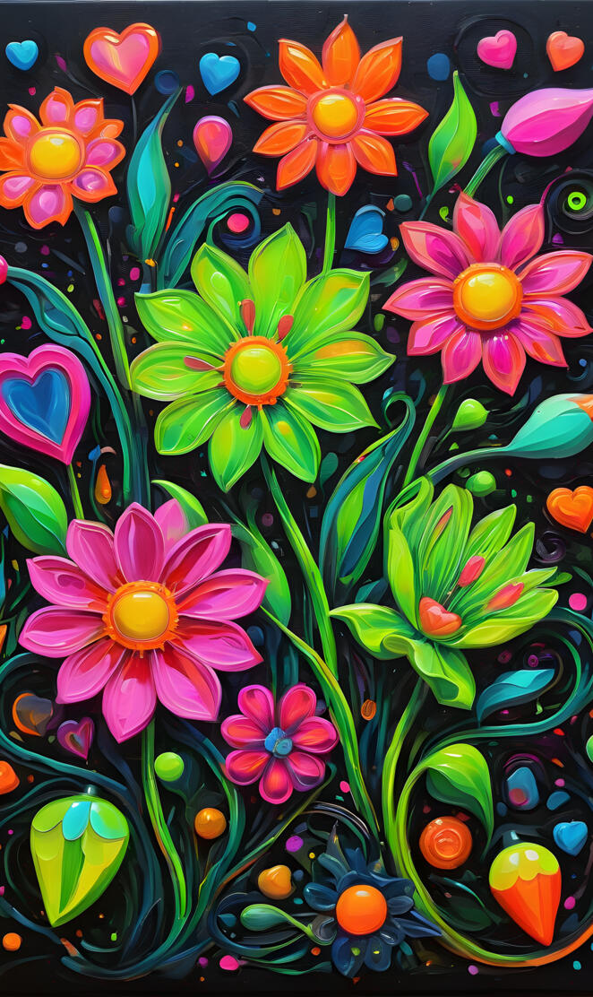 Neon Blooming Flowers