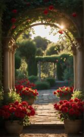 Full bloom rose garden full of love